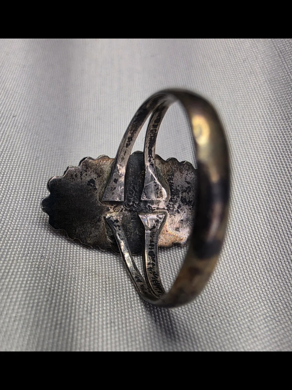 Vintage Sterling Silver Abalone Oval Ring, SZ 6.75